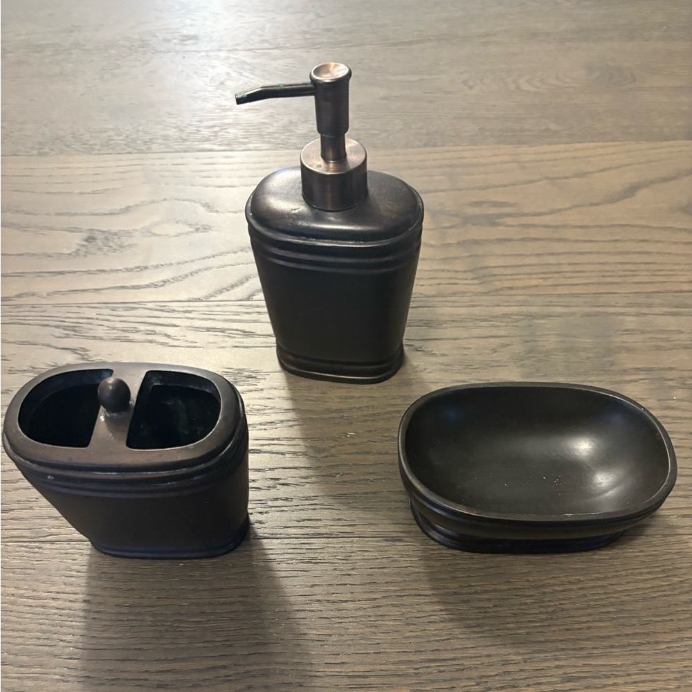 Bathroom bronze access Soap dish & pump & toothbrush holder